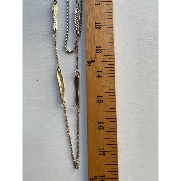 Vintage Gold Tone Necklace Layered Long Chain Double Box Link Signed - Picture 7 of 7